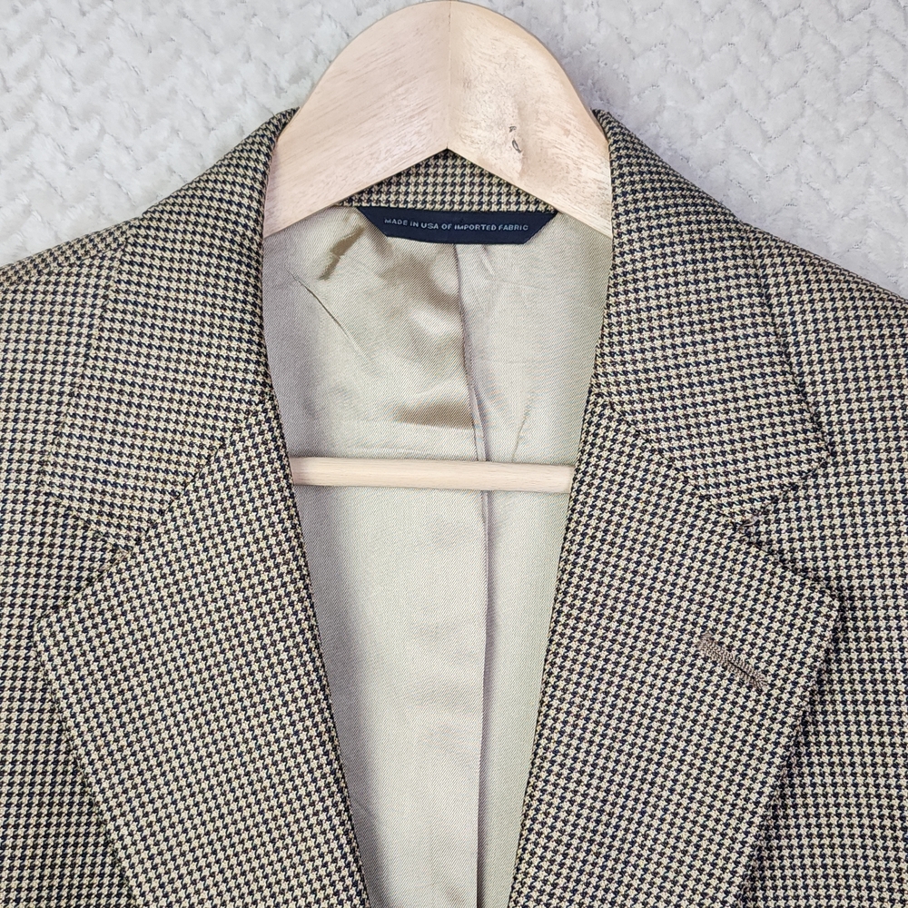 Brooks Brothers Houndstooth Mens Silk Wool Sport Coat‎ Blazer Tweed 41 RG